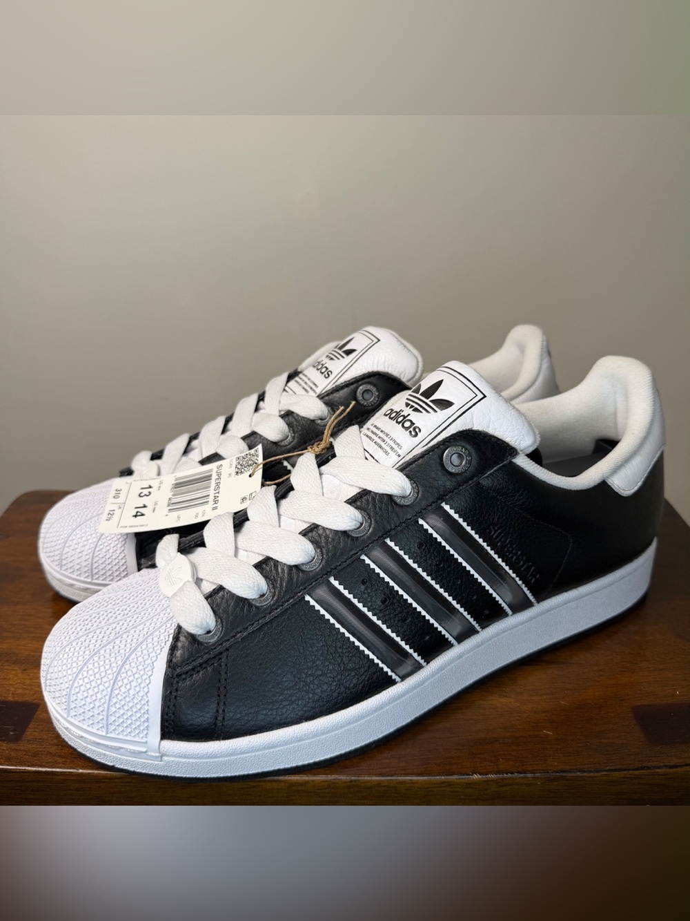 adidas Superstar II JQ3209 Men’s 13 Black Silver White Shell Toe New Tags